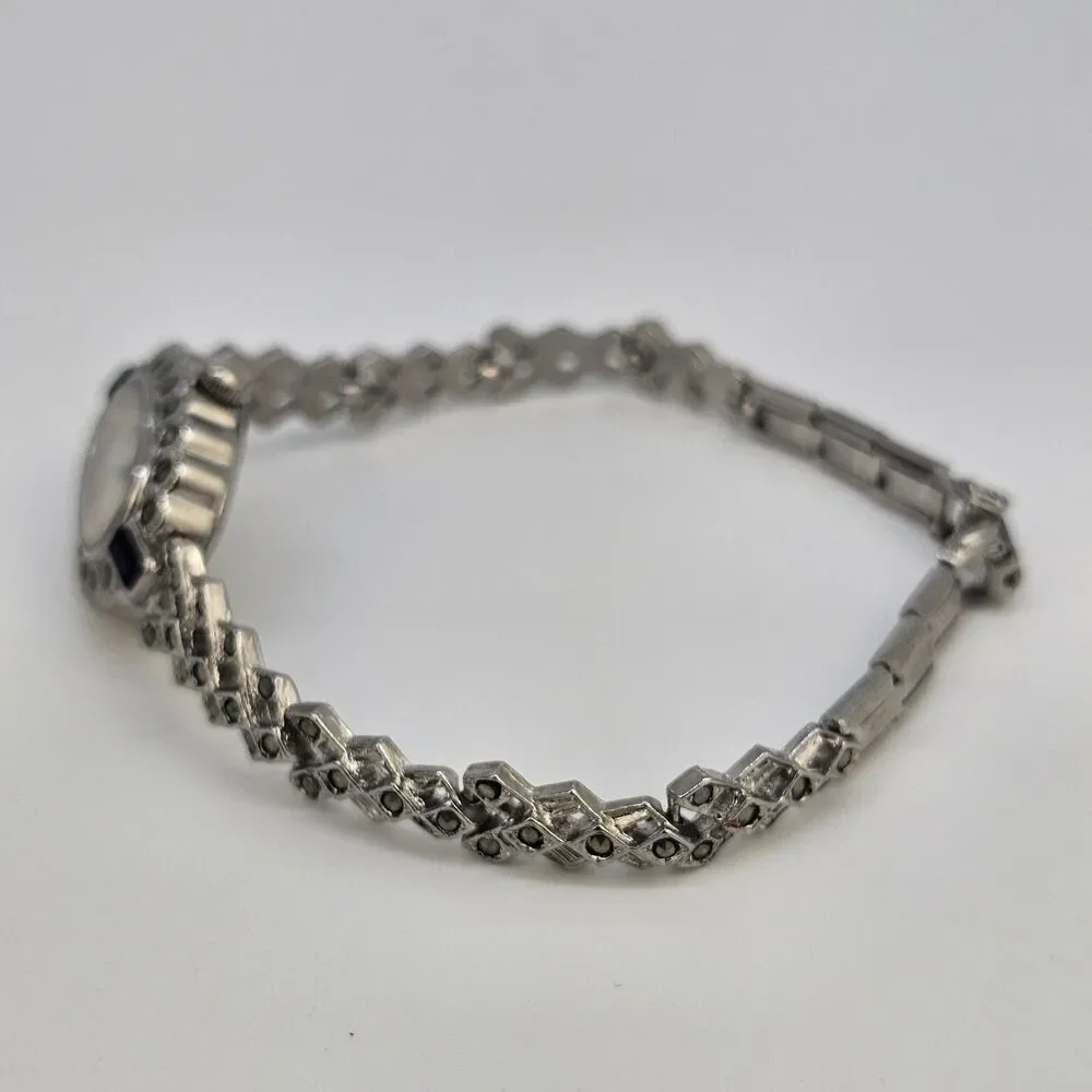 VTG Majestron Watch Women 18mm Marcasite MOP Oval Dial‎ 7